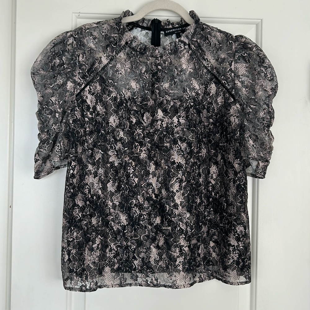 Generation Love Orla Python Lace Puff Sleeve Top - image 3